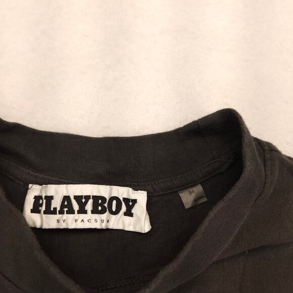 Playboy Graphic Casual Short Sleeve Crew Neck T Shirt Mens Size Medium M Gray - Picture 3 of 9